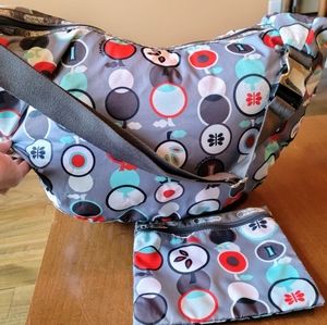 EUC Le Sportsac Gray Large Hobo Shoulder Bag with Buckle